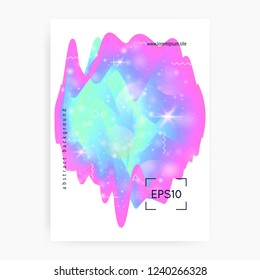 Universe flyer. 3d magic dreamer unicorn sparkles. Holographic gradients. Planetary, Cosmos science cover with planet, sun, deep fluid light. Universe flyer with galaxy shapes and star dust.