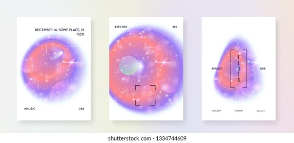 Universe flyer. 3d magic dreamer unicorn sparkles. Galactic science template set with planets, sun, deep fluid light. Holographic gradients. Universe flyer with galaxy shapes and star dust.