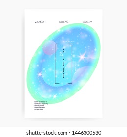 Universe flyer. 3d magic dreamer unicorn sparkles. Holographic gradients. Modern, Stellar science template with planet, sun, deep fluid light. Universe flyer with galaxy shapes and star dust.