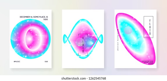 Universe flyer. Galactic science cover set with planets, sun, deep fluid light. 3d magic dreamer unicorn sparkles. Holographic gradients. Universe flyer with galaxy shapes and star dust.