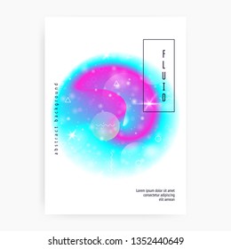 Universe flyer. Holographic gradients. Galactic, Solar science cover with planet, sun, deep fluid light. 3d magic dreamer unicorn sparkles. Universe flyer with galaxy shapes and star dust.