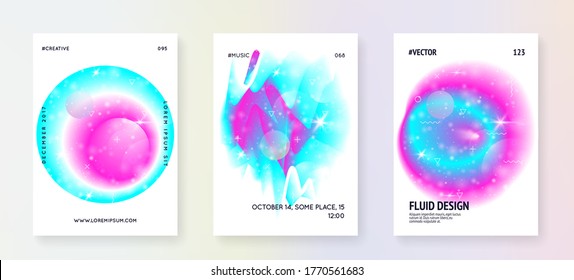 Universe flyer. Neon science banner set with planets, sun, deep fluid light. 3d magic dreamer unicorn sparkles. Holographic gradients. Universe flyer with galaxy shapes and star dust.