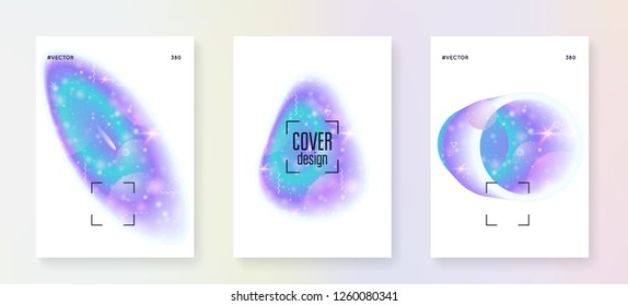 Universe flyer. Solar science cover set with planets, sun, deep fluid light. Holographic gradients. 3d magic dreamer unicorn sparkles. Universe flyer with galaxy shapes and star dust.