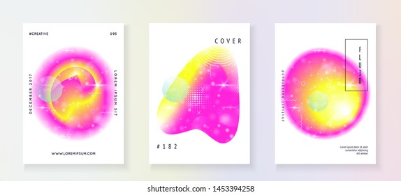 Universe flyer. Stellar science cover with planet, sun, deep fluid light. Holographic gradients. 3d magic dreamer unicorn sparkles. Universe flyer with galaxy shapes and star dust.