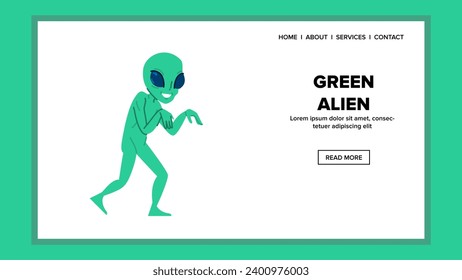 vector alienígena verde del universo. cosmos ufo, tecnología de la ciencia, conjunto universo futurista página web de dibujos animados alienígenas verdes