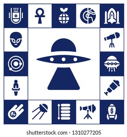 universe icon set. 17 filled universe icons.  Simple modern icons about  - Space capsule, Alien, Solar system, Aliens, Venus, Telescope, Ufo, Spyglass, Meteorite, Ankh, Sputnik
