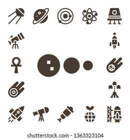 universe icon set. 17 filled universe icons.  Simple modern icons about  - Sputnik, Telescope, Ankh, Solar system, Asteroid, Rocket, Meteorite, Spaceship, Planet, Spyglass, Space capsule