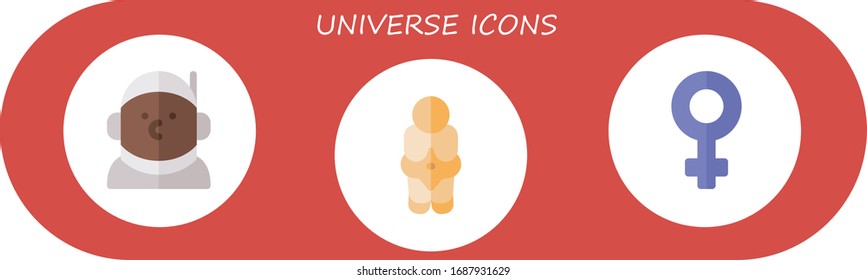 universe icon set. 3 flat universe icons. Included astronaut, venus icons