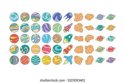 Universe icon set collection vector isolated, suitable with your astronomy content