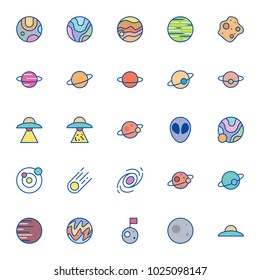 Universe icon set collection vector isolated, suitable with your astronomy content
