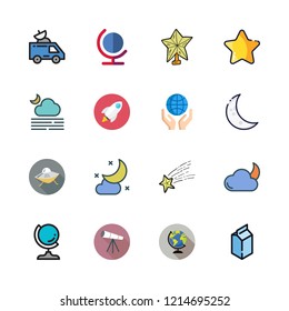 universe icon set. vector set about telescope, earth globe, satellite and milky icons set.