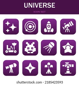 universe icon set. Vector  illustrations related with Stars, Solar system and Rocket launch