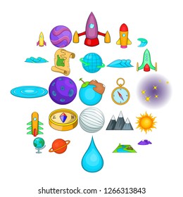 Universe icons set. Cartoon set of 25 universe vector icons for web isolated on white background