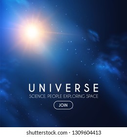 Universe. Infinity Space with Nebula and Star Light. Cosmos. Shining Blur Background. Vector illustration