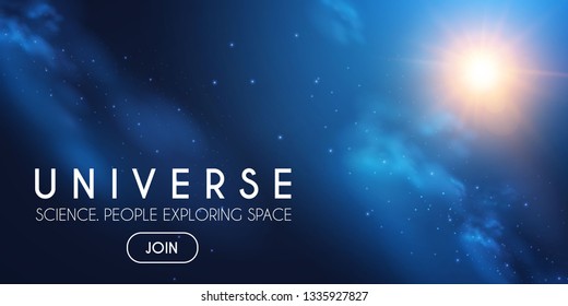 Universe. Infinity Space with Nebula and Star Light. Cosmos. Shining Blur Background. Vector illustration