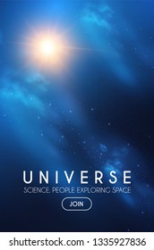 Universe. Infinity Space with Nebula and Star Light. Cosmos. Shining Blur Background. Vector illustration