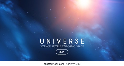 Universe. Infinity Space with Nebula and Star Light. Cosmos. Shining Blur Background. Vector illustration