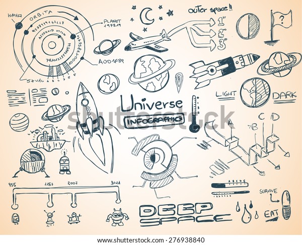 Universe Infographics Element Collection Hand Drawn Stock Vector Royalty Free 276938840