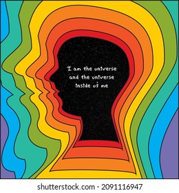universe inside of me motivation quote in psychedelic art vector illustration