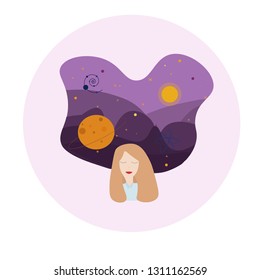 Universe inside you vector illustration wise your imagination cartoon style 