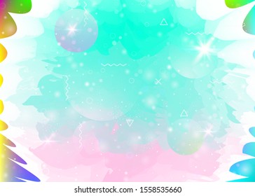 Universe landscape with holographic cosmos and abstract future background. 3d fluid. Futuristic gradient and shape. Liquid mountain silhouette with wavy glitch. Memphis universe landscape.