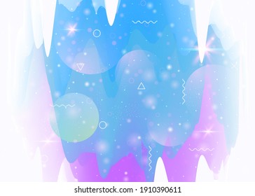 Universe landscape with holographic cosmos and abstract future background. Futuristic gradient and shape. Vibrant mountain silhouette with wavy glitch. 3d fluid. Memphis universe landscape.
