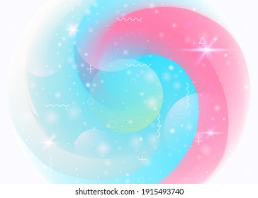 Universe landscape with holographic cosmos and abstract future background. Futuristic gradient and shape. Vintage mountain silhouette with wavy glitch. 3d fluid. Memphis universe landscape.