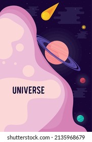 inscripción en el universo con afiche de saturn