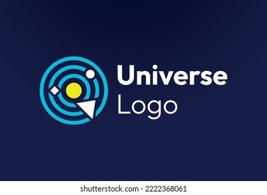 Logotipo universal, vector círculo mínimo formas espacio, diseño de imagen de estudio de fotografía de plantilla de identidad de marca científica