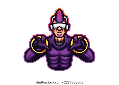 Universe mascot logo gaming nft cartoon character illustration vector