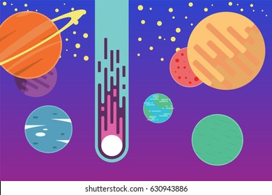 universe with meteor background vector illustration