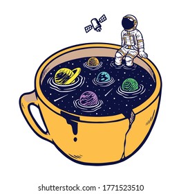 The universe in my cup vector illustration