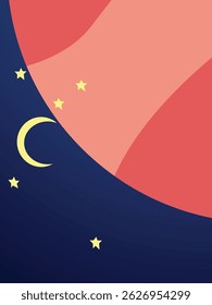 Universe mysterious starry sky romantic beautiful moon vector background