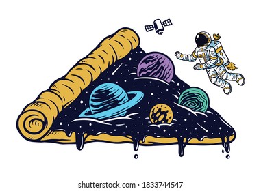 The universe on pizza vector illustration