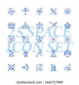 Universe orbit space astronomy icon set with blue theme vector isolated