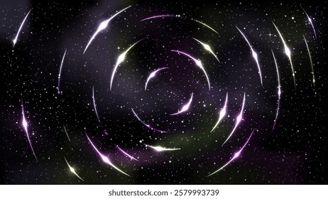 Universe Outer Space Abstract Gradient Poster, Background, and Banner Featuring Starling Light Design and Circular Line Patterns Vector