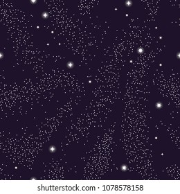 Universe with planets and stars seamless pattern, cosmos starry night sky, vector illustration