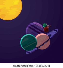 planetas del universo y póster del sol