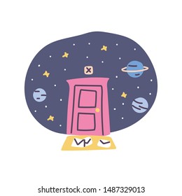 Universe and rocket illustration, planet, outer space, solar system