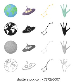 Universe, science, research and other web icon in cartoon style. Hand, unknown, apparatus, icons in set collection.