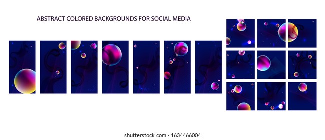 Universe set of banner for posting for social media style of cosmos stars galaxy dark blue 3d futuristic background