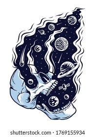 Universe and skull vector illustration