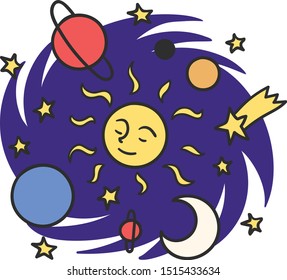 Universe Space Cartoon Illustration Vector