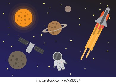 Universe Space Flat Design Stock Vector (Royalty Free) 677533237