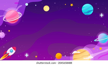 Universe and Space frame Background vector illustration. Galaxy purple theme