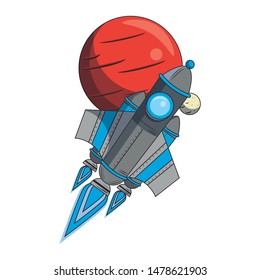 universe space galaxy astronomy science spaceship rocket taking off from planet cartoon vector illustration graphic design vector illustration graphic design