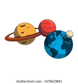 universe space galaxy astronomy science planets cartoon vector illustration graphic design