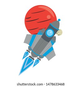 universe space galaxy astronomy science spaceship rocket taking off from planet cartoon vector illustration graphic design vector illustration graphic design