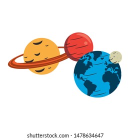 universe space galaxy astronomy science planets cartoon vector illustration graphic design