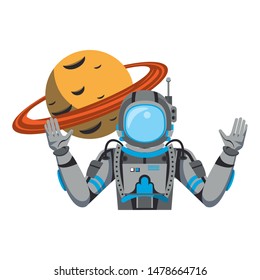 universe space galaxy astronomy science astronaut with planet cartoon vector illustration graphic design